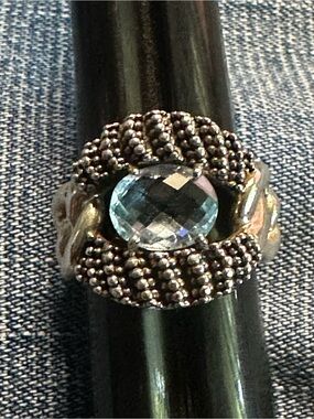 Michael Kors Sterling Silver Ring with a Light Blue Topaz Faceted Stone